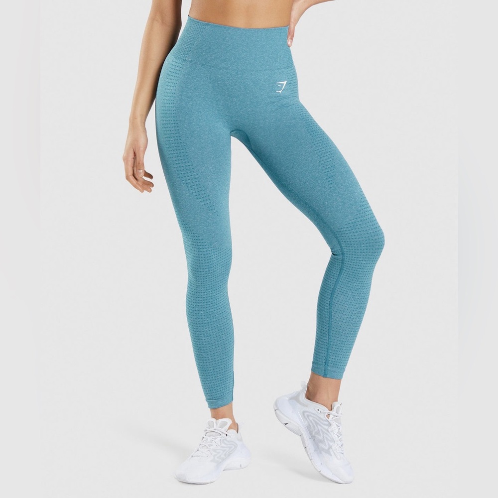 Gymshark Vital Seamless 2.0 Leggings in Tahoe Teal Marl - Size XS - Picture 1 of 7